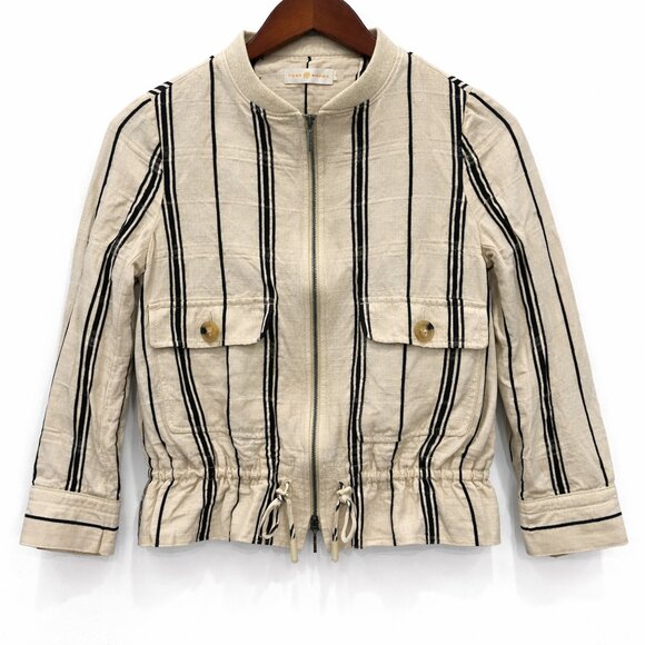 Tory Burch Jackets & Blazers - Tory Burch Striped Linen Lightweight Spring/Summer Jacket Size 0 XXS Preppy